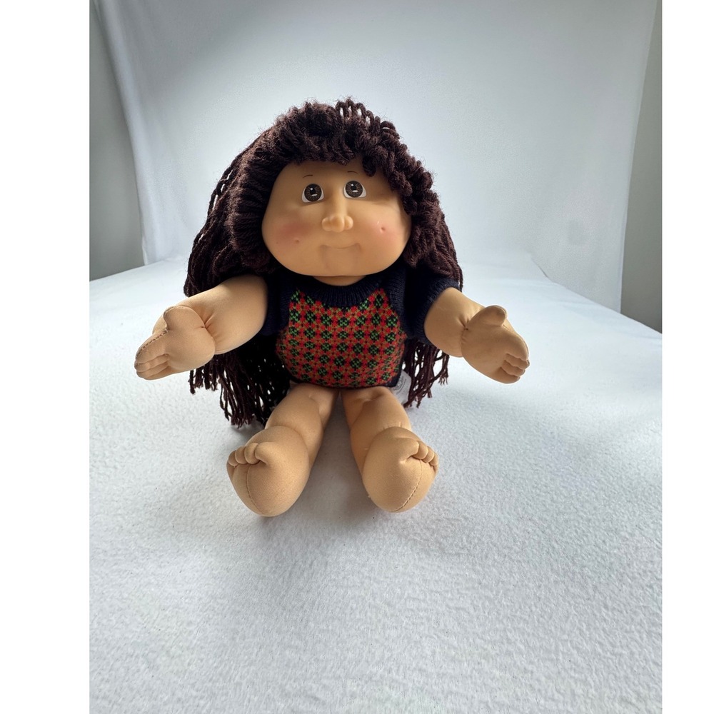 Retro Cabbage Patch Kids 25th Anniversary Doll Brown Yarn Hair Sweater 2008 CPK